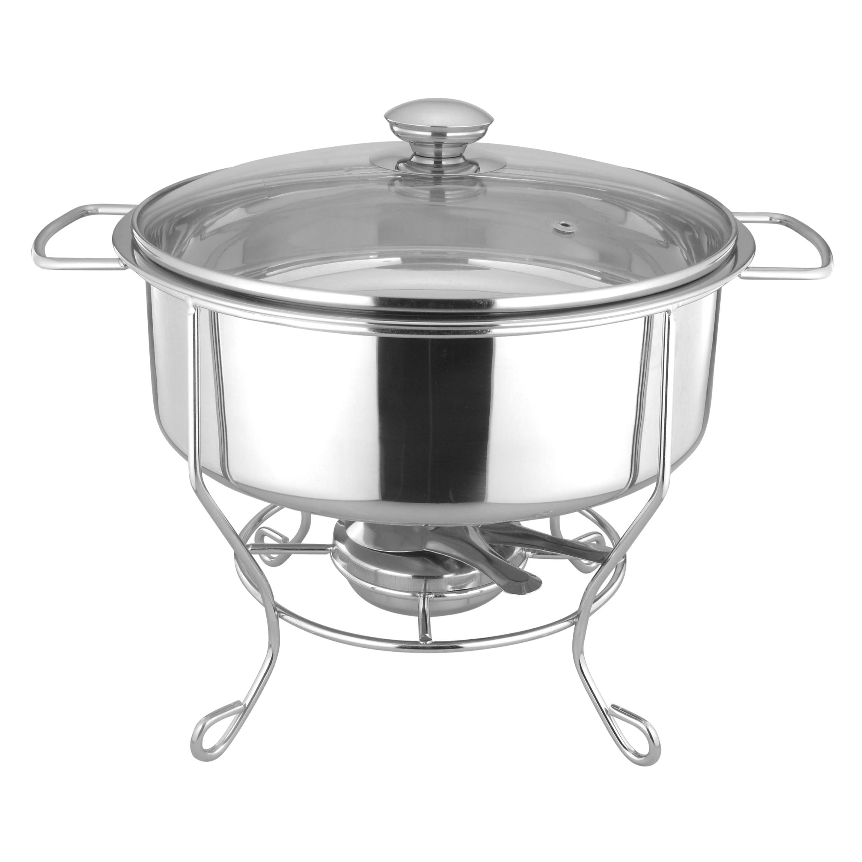 26cm Round Stainless Steel Chafing Dish with Iron Rack - Masflex Chafing Dish Round Stainless Steel