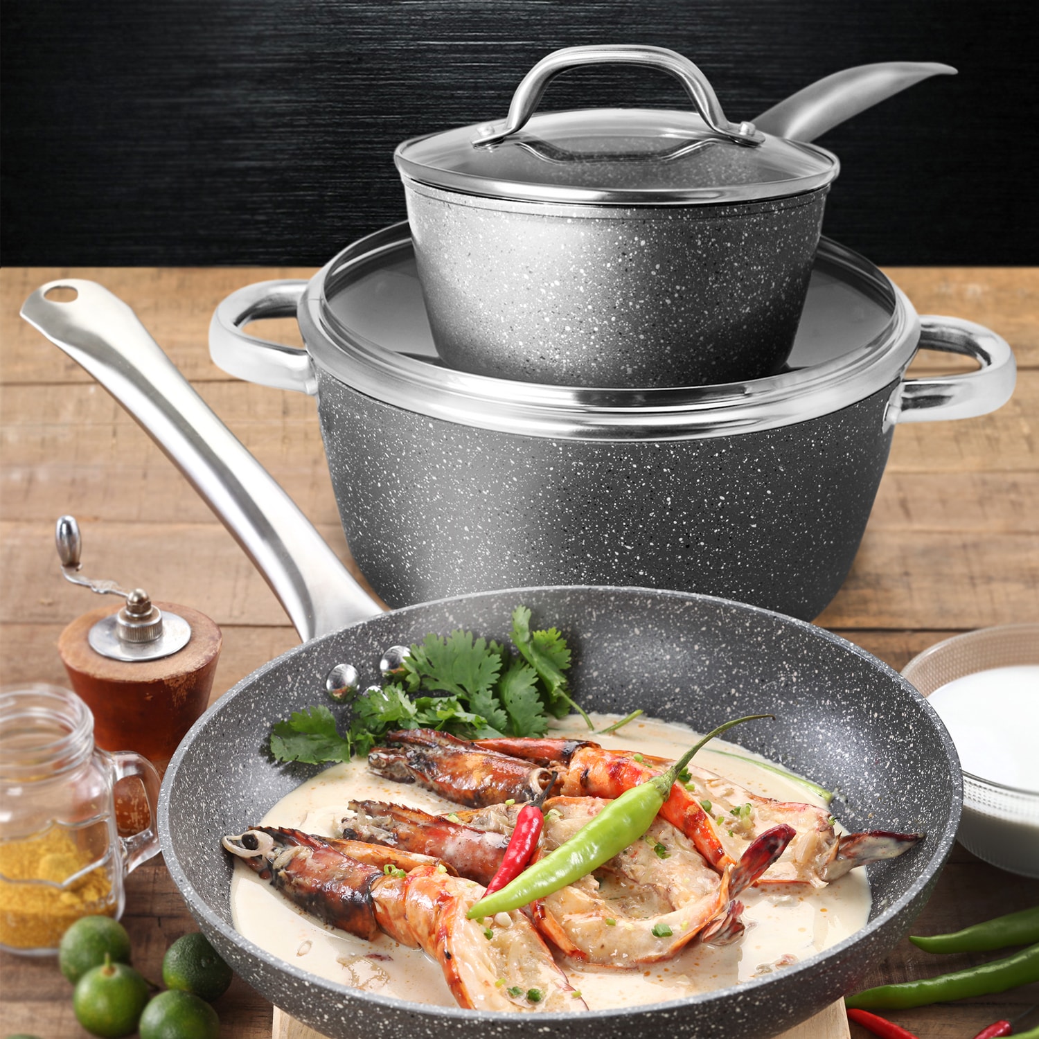 Masflex Forged Stone Aluminum Non-stick Induction Cookware