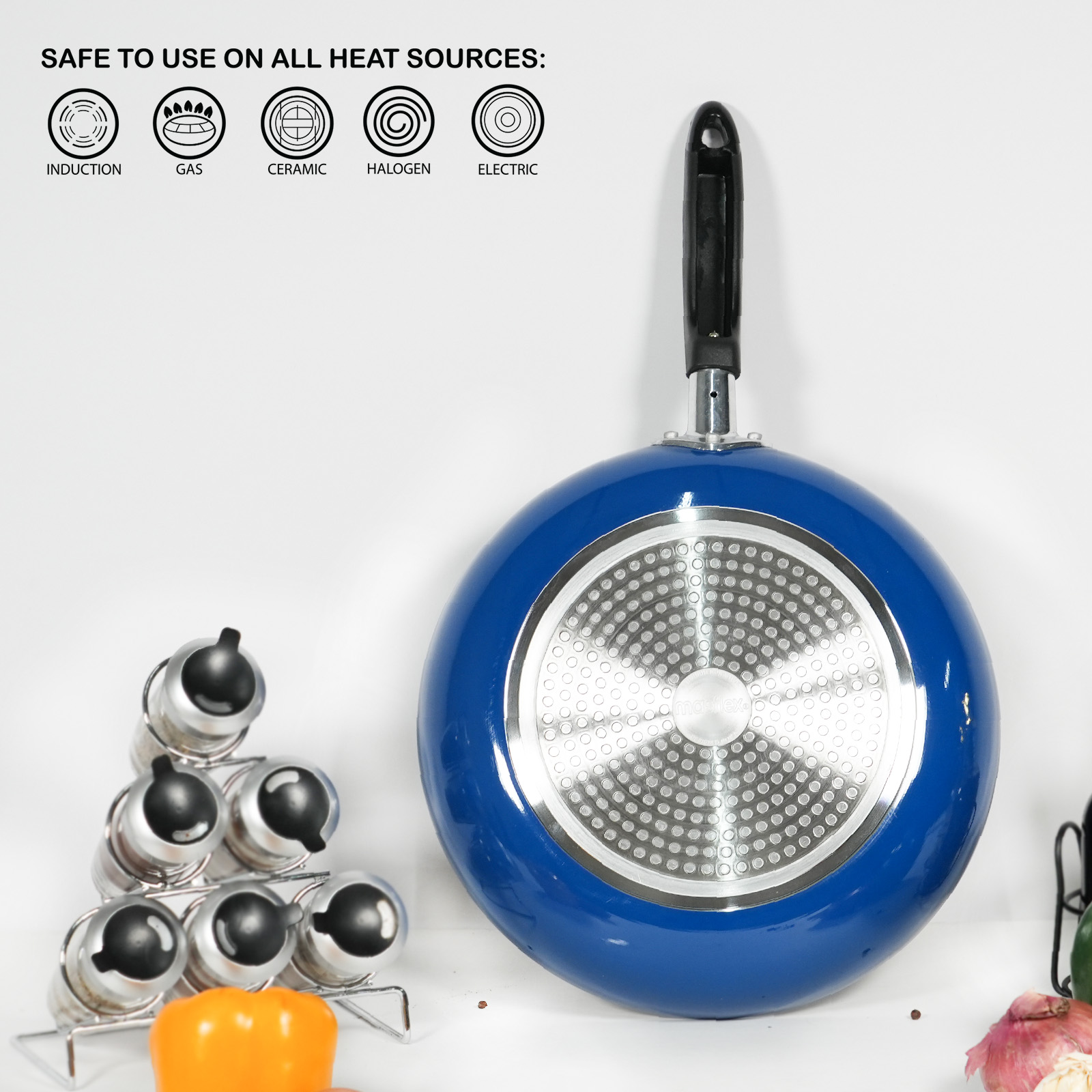Masflex Spectrum 16cm Non-stick Blue Induction Casserole with Glass Lid, Cookware, Kitchen, abensonHOME Kitchen Furniture and Accessories