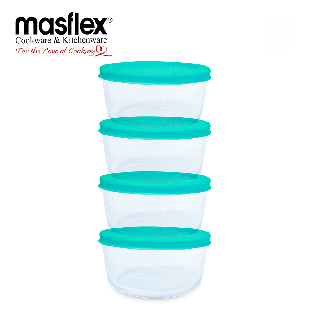 Masflex 4 Piece Glass Food Container with PE Lid