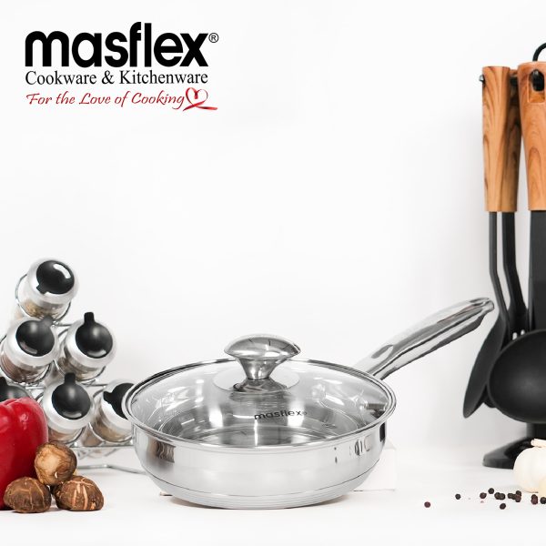 Masflex Premium Stainless Steel Frypan with Lid - Image 2