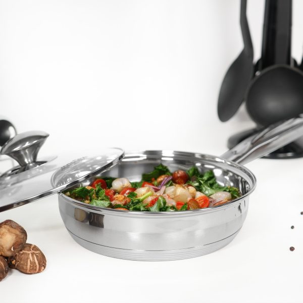 Masflex Premium Stainless Steel Frypan with Lid - Image 3