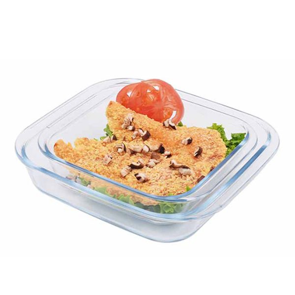 Masflex 2 Piece Square Borosilicate Glass Bakeware with Handle - Image 2