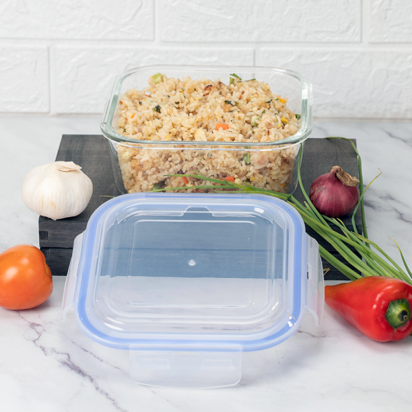 Masflex Square Borosilicate Glass Food  Container with Polypropylene Lid - Image 3