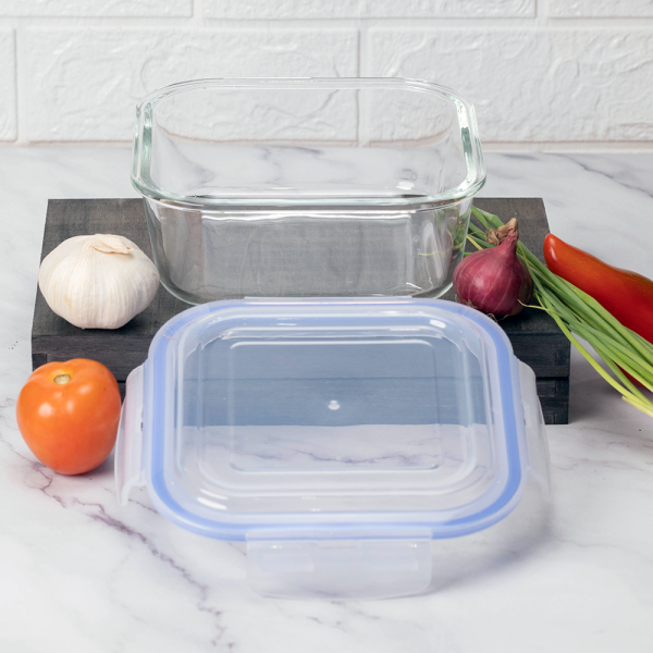 Masflex Square Borosilicate Glass Food  Container with Polypropylene Lid - Image 2