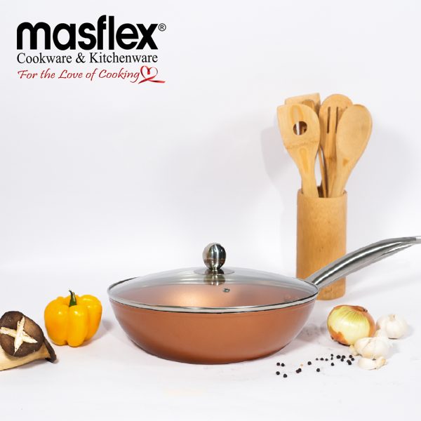 Masflex 28cm Copper Forged Deep Frypan with Lid - Image 2