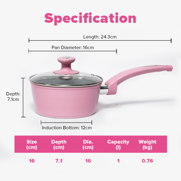 Masflex 16cm Spectrum Induction Saucepan with Glass Lid - Image 6