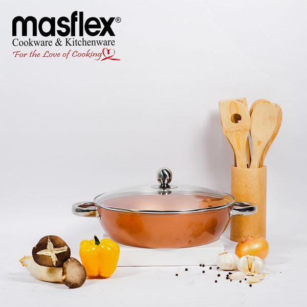 Masflex 28cm Copper Induction Skillet with Glass Lid - Image 2