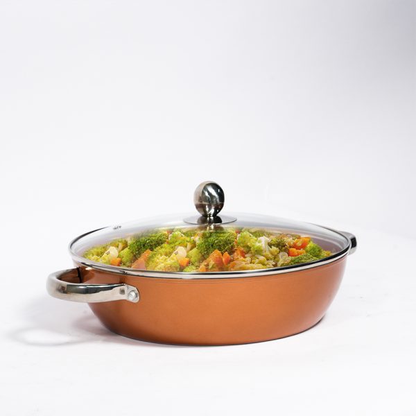 Masflex 28cm Copper Induction Skillet with Glass Lid - Image 3