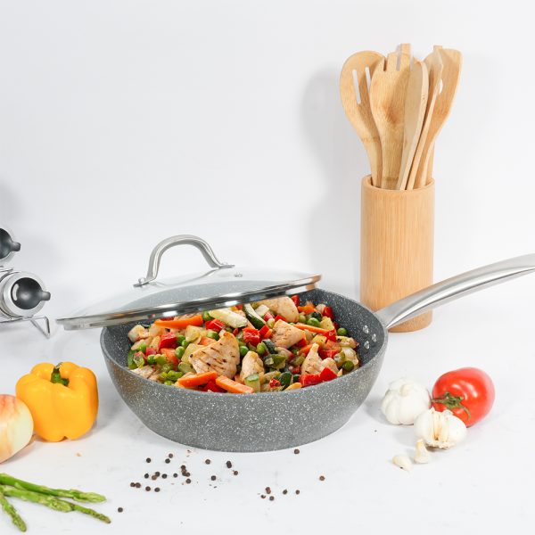 Masflex 28cm Stone Forged Deep Frypan with Lid - Image 3