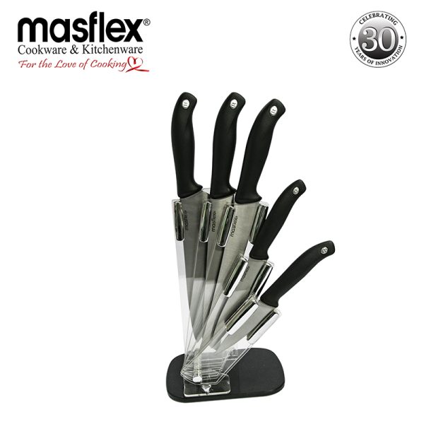 Masflex 6 Piece Knife Set w/ Folding Acrylic Block