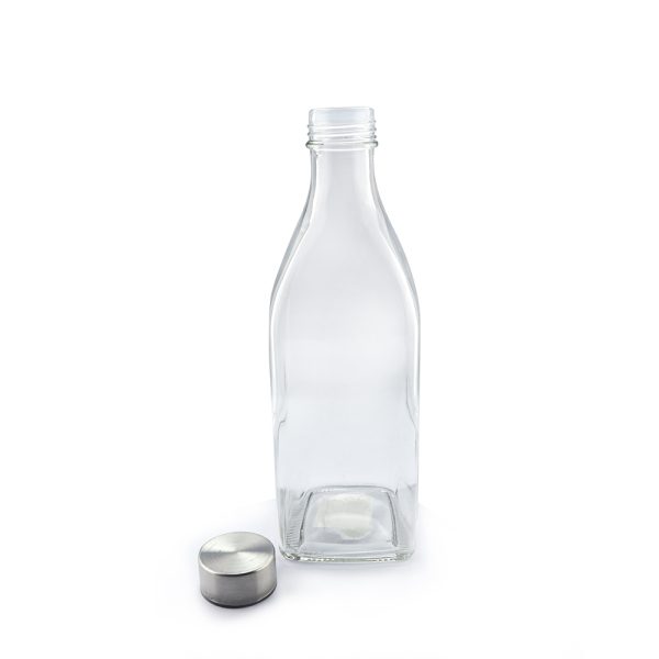 Masflex Square Water Bottle with Silver Lid 1 Liter - Image 3