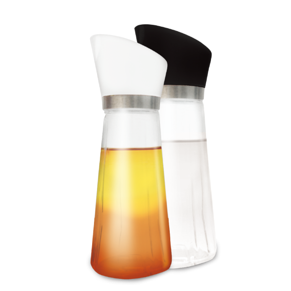 Masflex 2 Piece Oil and Vinegar Glass Bottle Set White/Black - Image 2