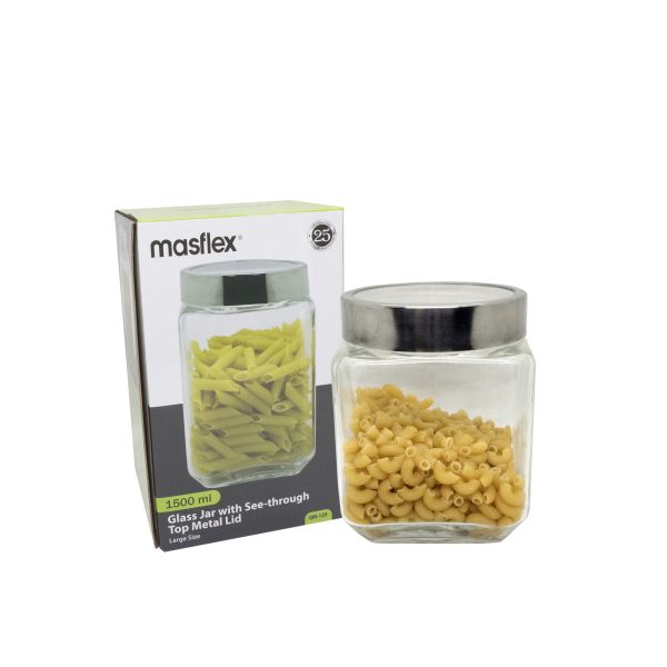 Masflex Glass Jar with Transparent Metal Lid-Large  1500ml - Image 3