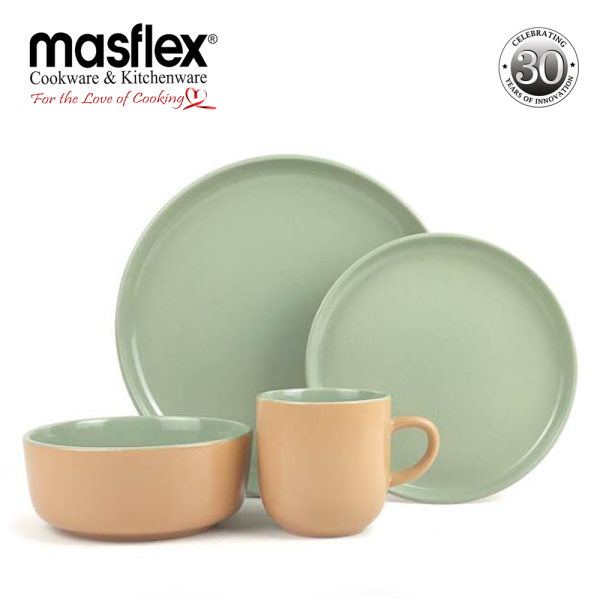 Masflex 8 Piece Glossy Two-Toned Dinner Set Color Green