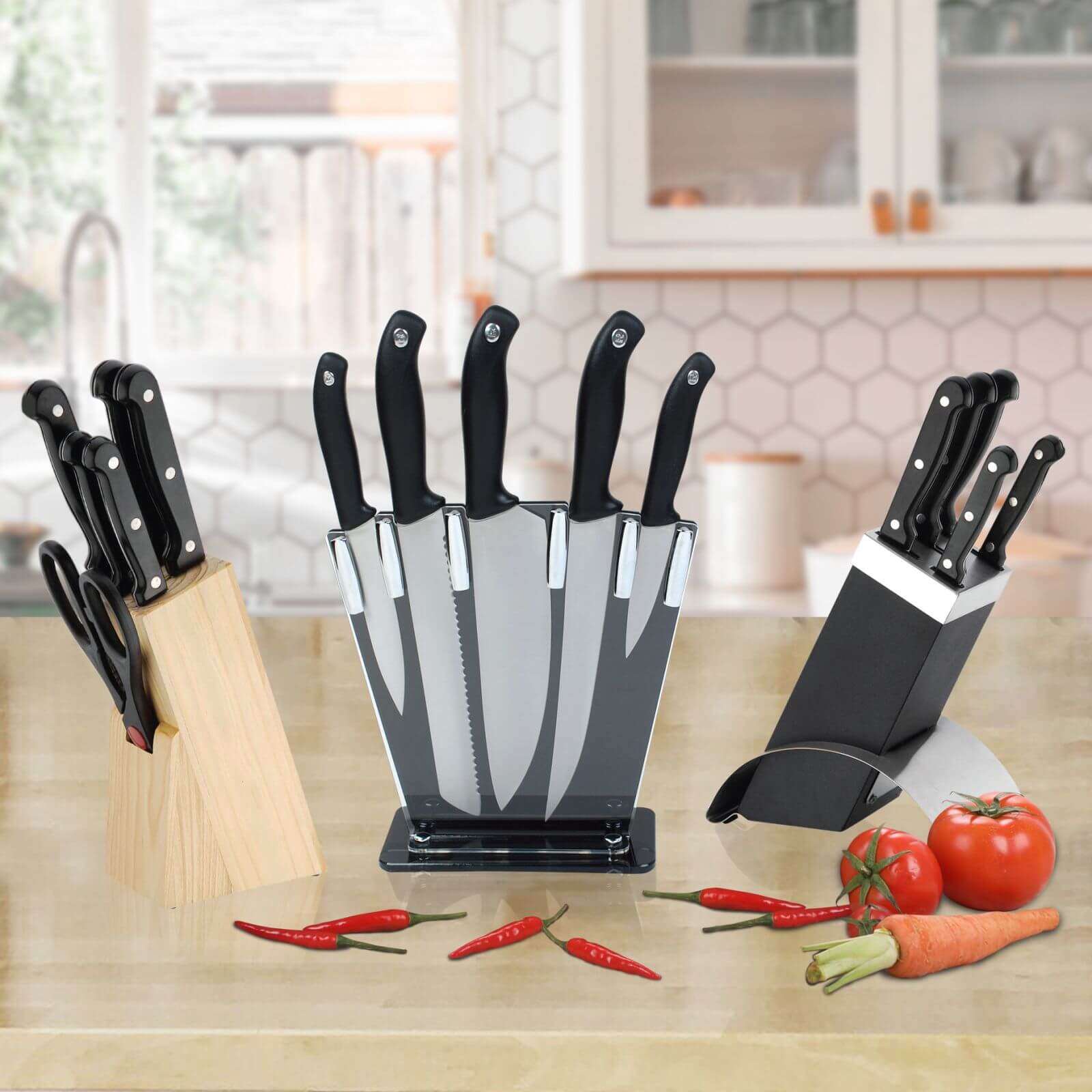 Masflex Knife Set and Knife and Utensil Block