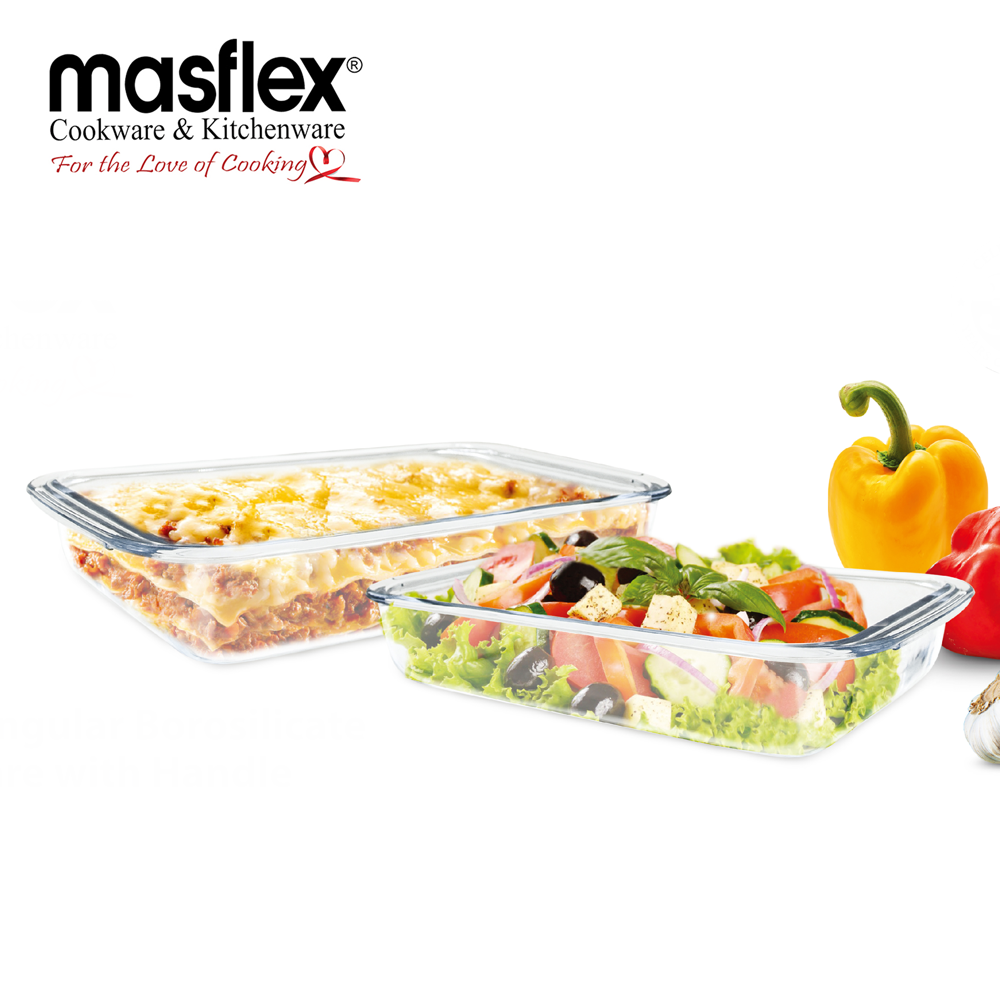 MASFLEX 1L and1.6L RECTANGULAR GLASS BAKEWARE