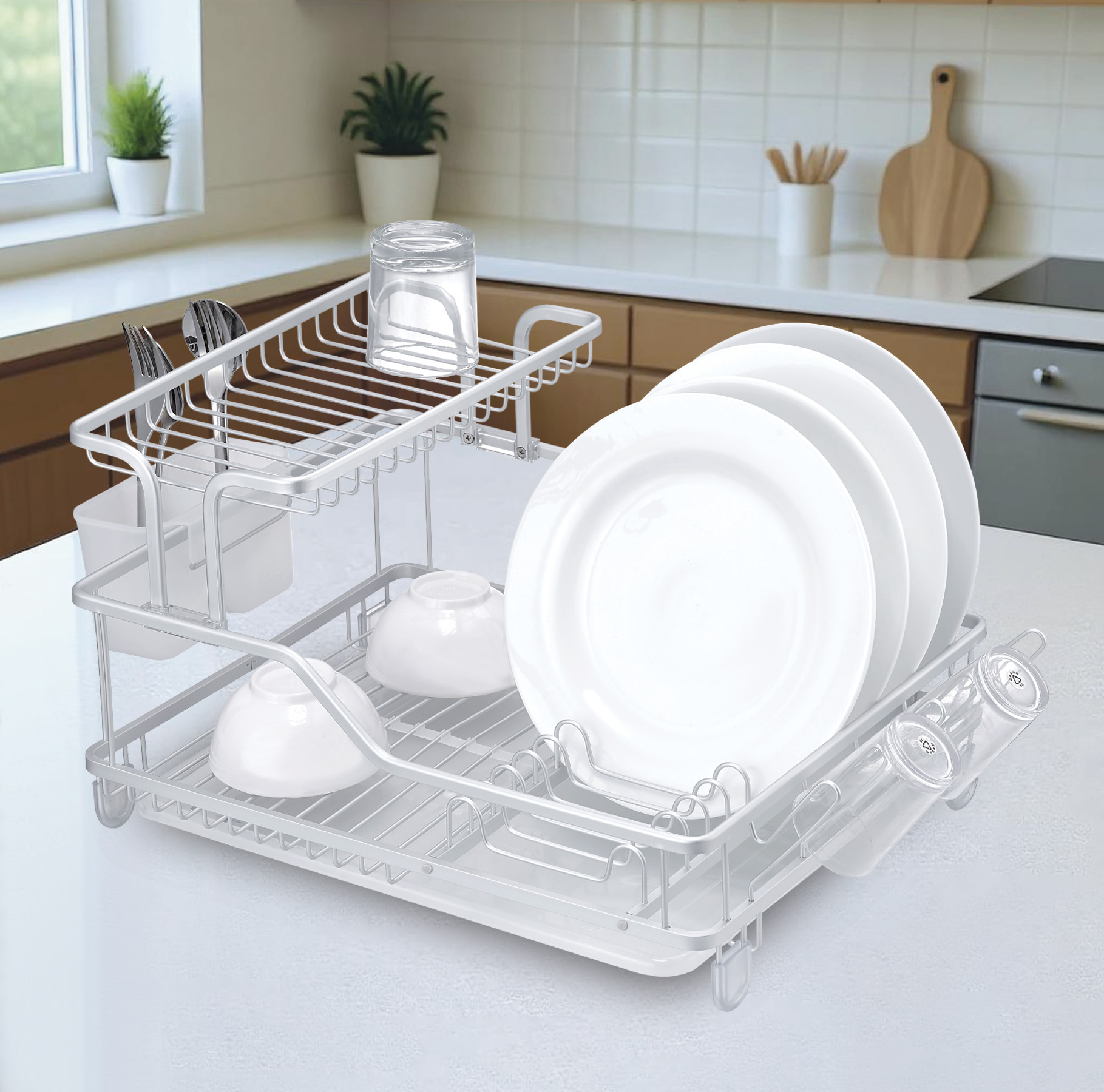 Masflex Rectangular Snack Tray with Condiment Holder