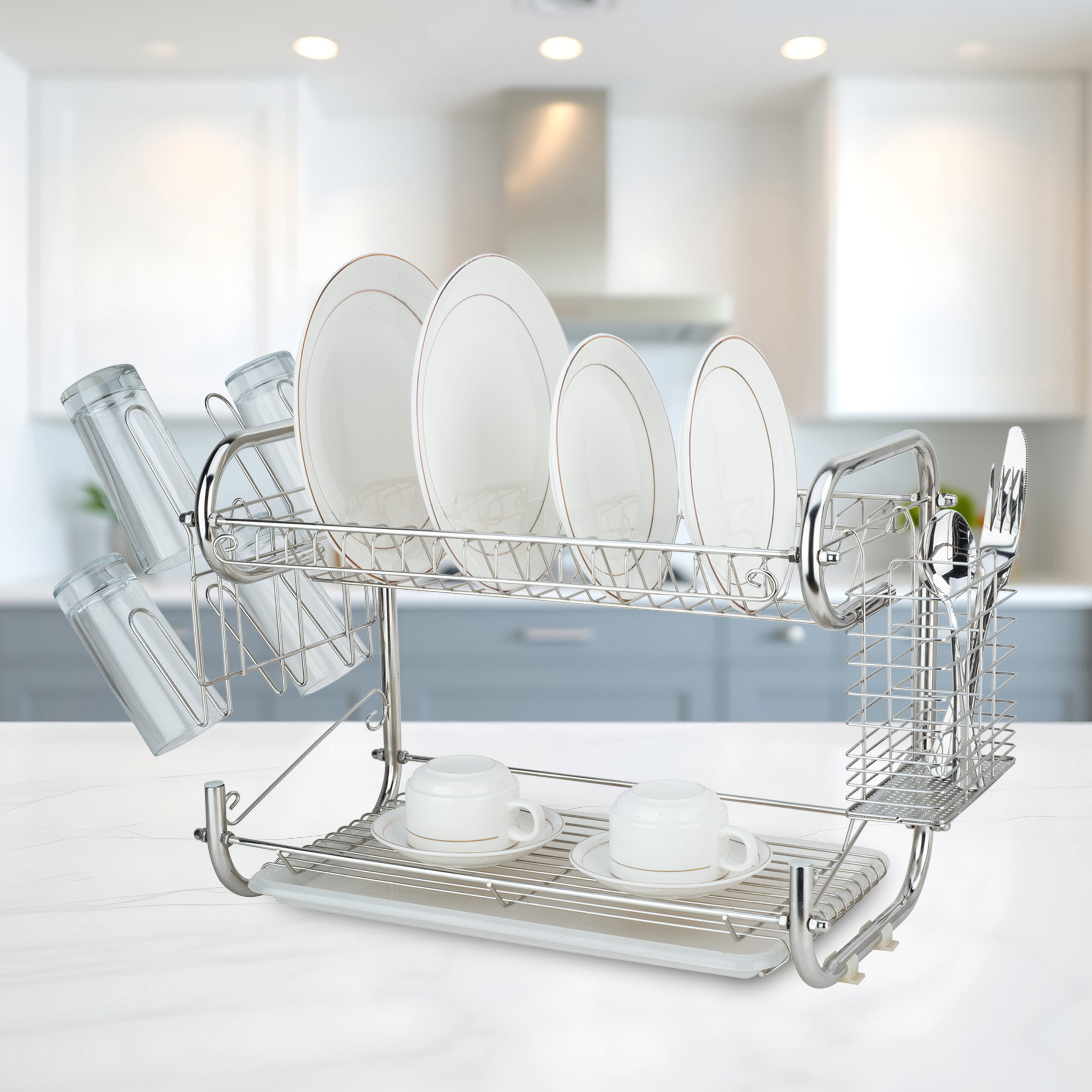 Masflex Rectangular Snack Tray with Condiment Holder