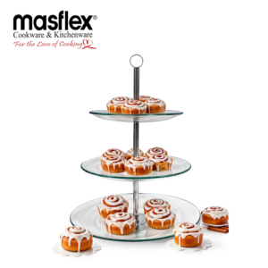 MASFLEX 3 TIER ROUND GLASS SERVING TRAY
