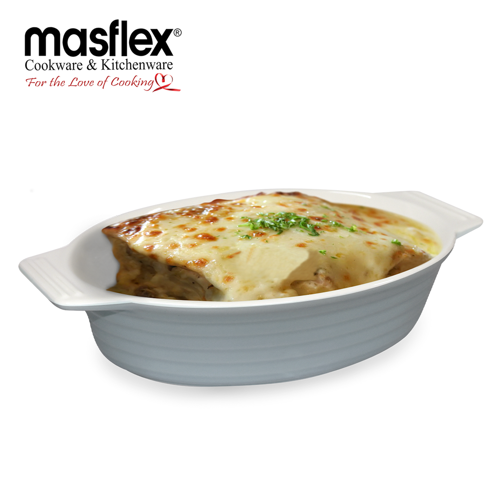 MASFLEX 12 INCHES OVAL STONEWARE BAKING DISH GRAY