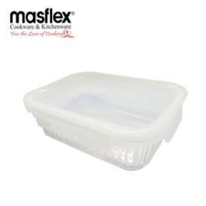MASFLEX 370ML RECT GLASS FOOD CONTAINER W/ LID