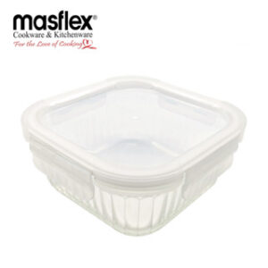 MASFLEX 520ML SQUARE GLASS FOOD CONTAINER WITH LID