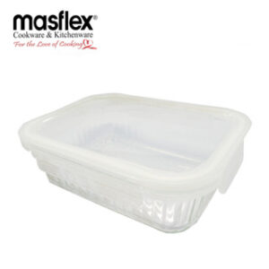 MASFLEX 640ML RECT GLASS FOOD CONTAINER WITH LID