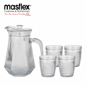 MASFLEX 5 PIECE HEXAGON GLASS PITCHER SET