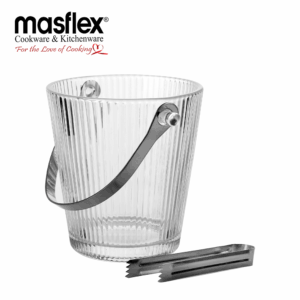 MASFLEX LINEAR GLASS ICE BUCKET WITH TONGS
