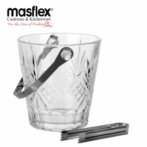 MASFLEX CRYSTAL GLASS ICE BUCKET WITH TONGS
