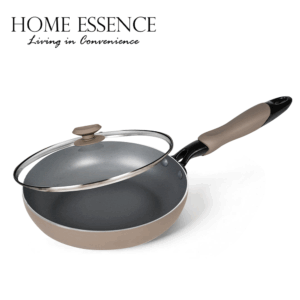 HOME ESSENCE MODERN CLASSIC 26CM FRYPAN WITH LID-BROWN