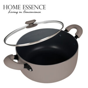 HOME ESSENCE MODERN CLASSIC 24CM CASSEROLE WITH LID-BROWN