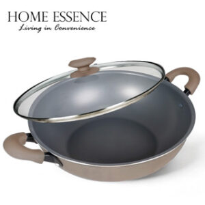 HOME ESSENCE MODERN CLASSIC 32CM WOK WITH LID-BROWN