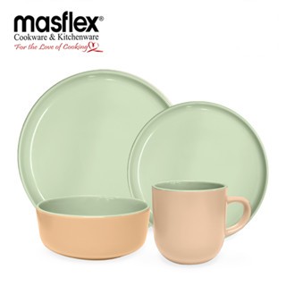 MASFLEX 8PCS GLOSSY TWO TONE DINNER SET GREEN