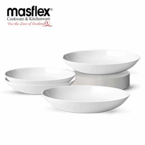MASFLEX 4PIECES 8 INCHES OPAL PLAIN SOUP PLATE