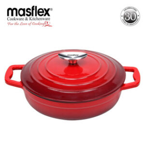 MASFLEX 26CM ARTISAN ENAMEL CAST IRON SKILLET RED