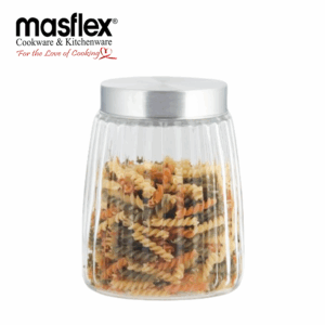 MASFLEX 1.3LITERS RIBBED GLASS JAR WITH LID