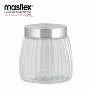 MASFLEX 1L RIBBED GLASS JAR WITH LID130