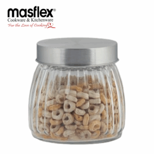 MASFLEX 450ML RIBBED GLASS JAR WITH LID