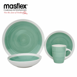 MASFLEX 8 PIECE SWIRL STONEWARE DINNERW SET-GREEN