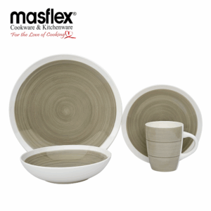 MASFLEX 8 PIECES SWIRL STONEWARE DINNERWARE SET-GREY