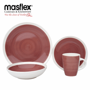 MASFLEX 8 PIECE SWIRL STONEWARE DINNERW SET-BROWN