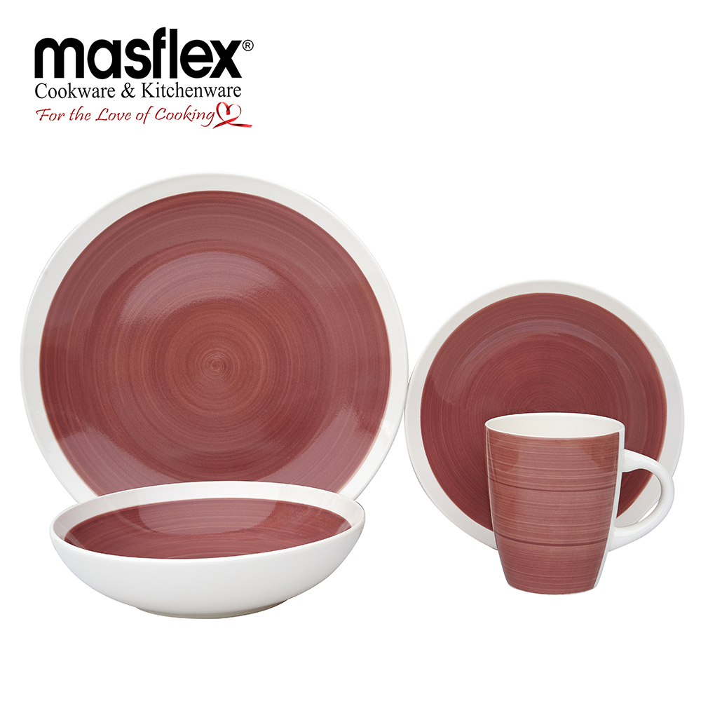 MASFLEX 8 PIECE SWIRL STONEWARE DINNERW SET-BROWN