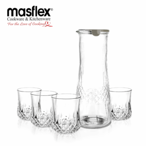 MASFLEX 5 PIECE DIAMOND GLASS PITCHER SET