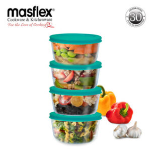Masflex 4 Piece Glass Food Container with PE Lid