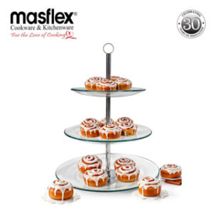 MASFLEX 3 TIER ROUND GLASS SERVING TRAY