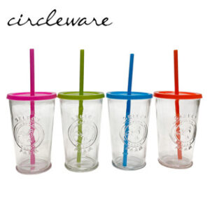 CIRCLEWARE 4 PIECE 16OZ COOLER WITH COLOR LIDS AND STRAW