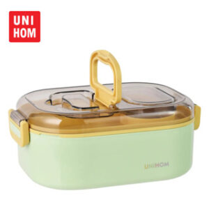 UNIHOM STAINELESS STEEL RECTANGULAR  LUNCH BOX ASSORTED COLOR - Green & Purple