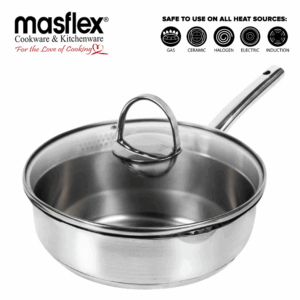 Masflex 24cm Stellar Stainless Steel  Frypan with  Glass Lid